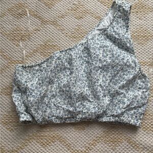 American Eagle Outfitters Gray Asymmetrical Ruched Crop Top